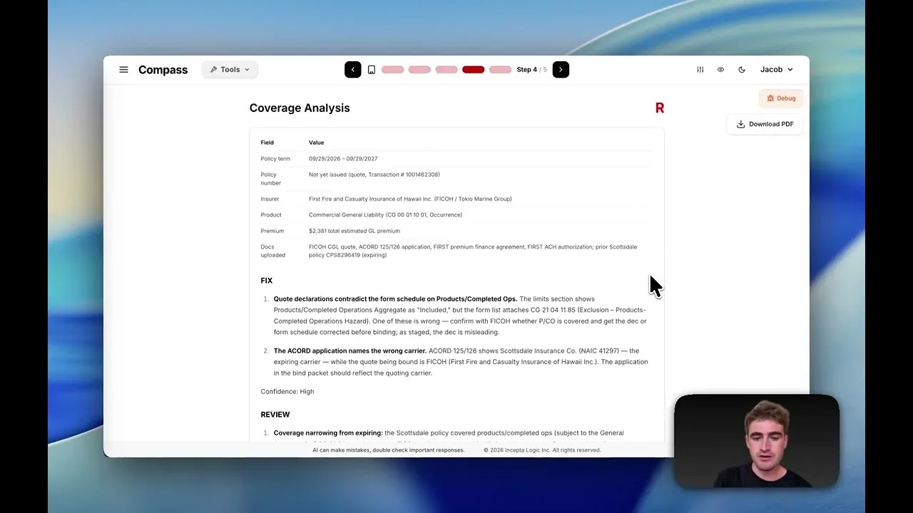 Incepta demo video – Compass coverage analysis screen